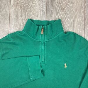 Polo Ralph Lauren Estate Rib 1/4 Zip Sweater‎ Green Pony Men's XL Pullover